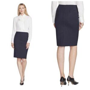 Lafayette 148 Black New York Classic Stretch Wool Skirt - Side Zip - Size 12